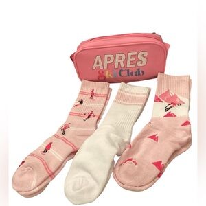 Moon Cake Pink Après Ski Club Pouch with Socks Set